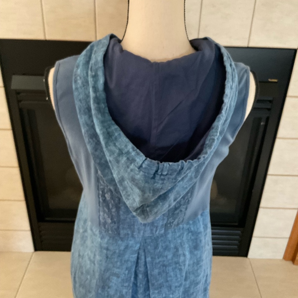 Blu No.9 Linen & Cotton Fully Lined Sleeveless Hooded Quarter-Zip Dress, Sz S/P - Picture 7 of 11